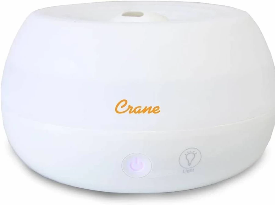 Crane White Portable Ultrasonic Cool Mist Humidifier with Essential Oil Diffuser - 0.2 Gallon, Travel-Friendly, No Filter Required