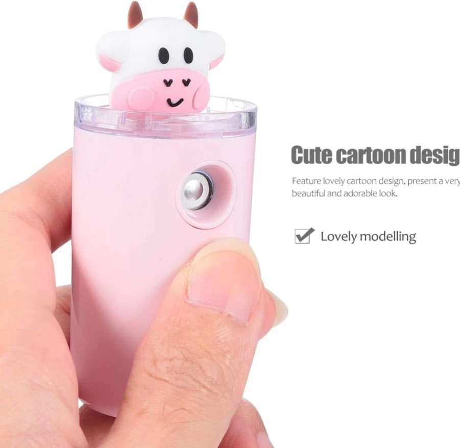 Vaguelly Portable Mini Humidifier - Cute Cartoon Facial Mister for Dry Skin, Travel-Friendly Personal Moisturizer for Home, Office & Outdoor Use