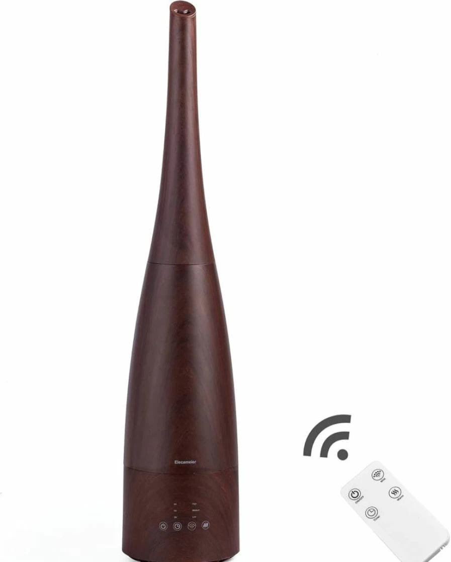Elecameier Cool and Warm Mist Humidifier with Remote Control, 25dB Ultra Quiet for Bedroom, Office, Nursery, Auto Shut-Off, Light Wood Design