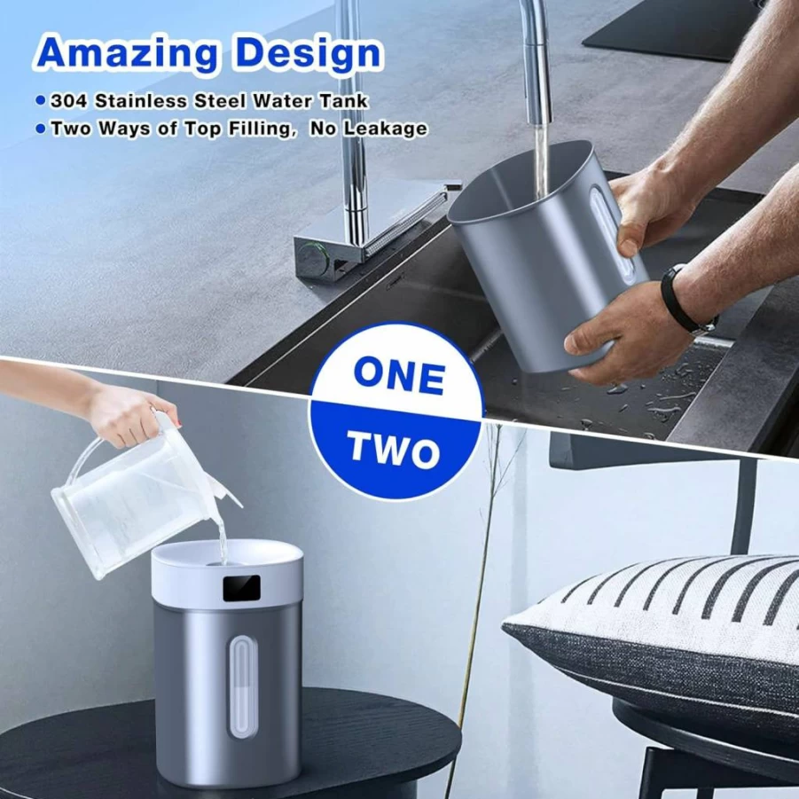 Admettre 4L Ultrasonic Humidifier with 304 Stainless Steel Tank, Auto Humidity Control, Night Light, Timer for Large Rooms, Baby Nursery, and Home