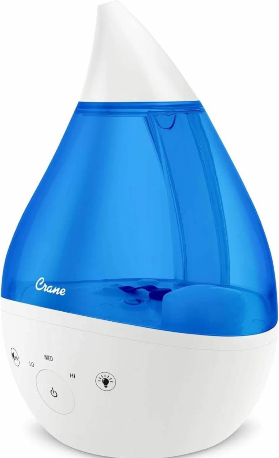 Crane 2.0 Ultrasonic Cool Mist Humidifier with 4-in-1 Features: Sound Machine, Night Light, Aroma Diffuser & Top-Fill 1 Gallon Tank - Blue & White