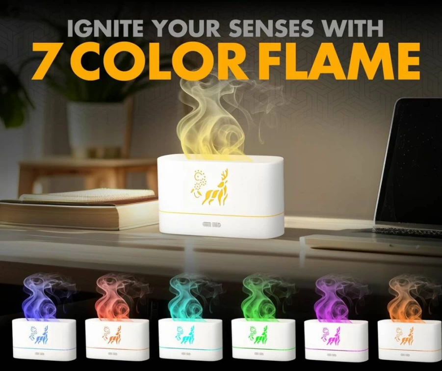 NABSAK Black Aroma Essential Oil Diffuser with Remote - Quiet Cool Mist Humidifier for Home, Bedroom & Office - Fire Flame Scented Air Freshener