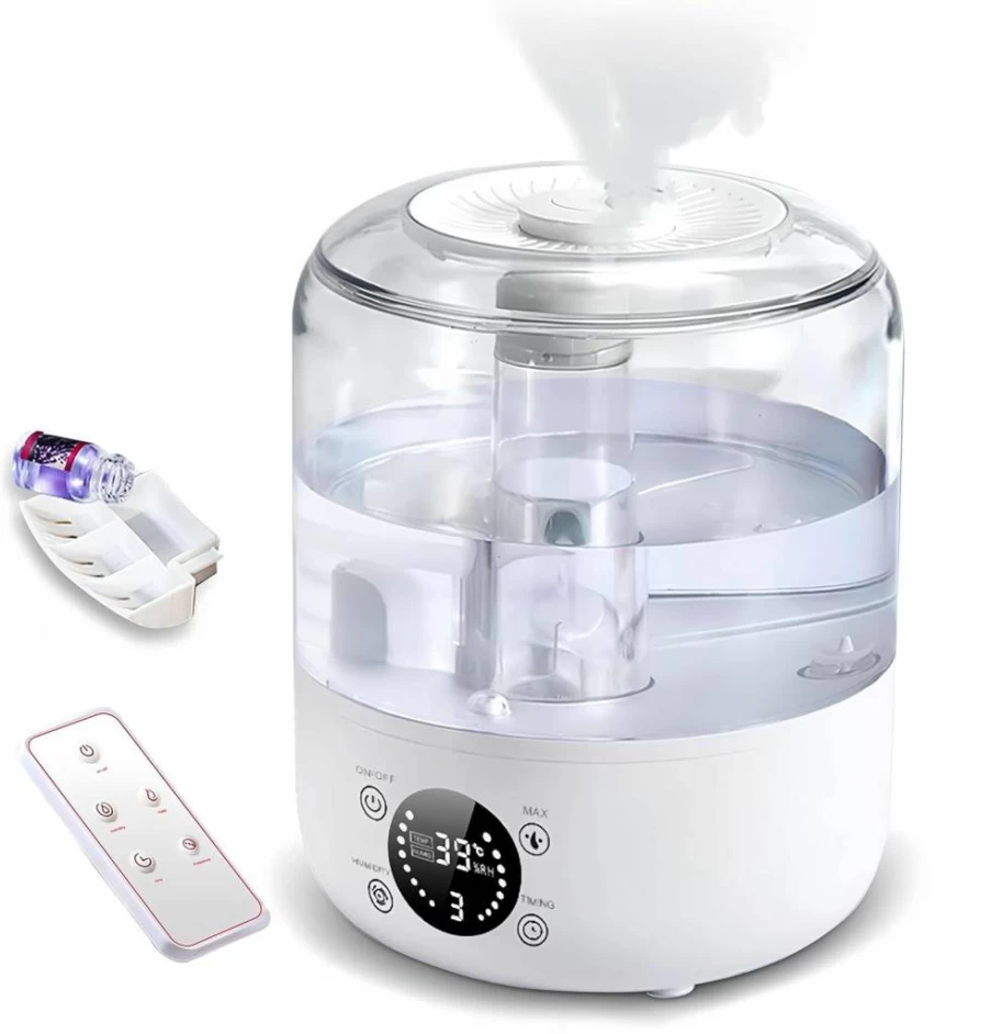 QWUE 3L Ultrasonic Cool Mist Humidifier - Top Fill, Quiet Operation, Auto Shut-Off for Bedroom, Nursery, Large Rooms & Plants