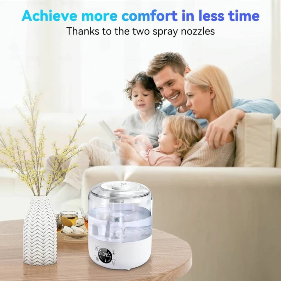 QWUE 3L Ultrasonic Cool Mist Humidifier - Top Fill, Quiet Operation, Auto Shut-Off for Bedroom, Nursery, Large Rooms & Plants