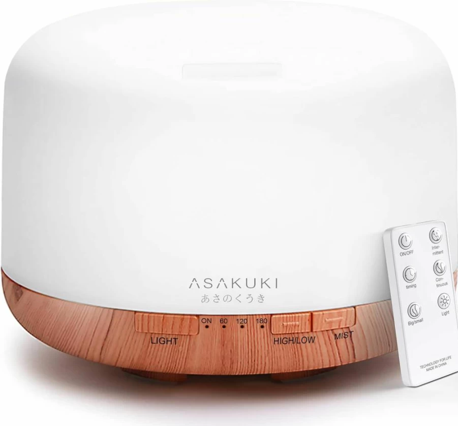 ASAKUKI 500ml Smart Wi-Fi Essential Oil Diffuser with Alexa & App Control, Aromatherapy Humidifier for Home, Office, Bedroom - Gold