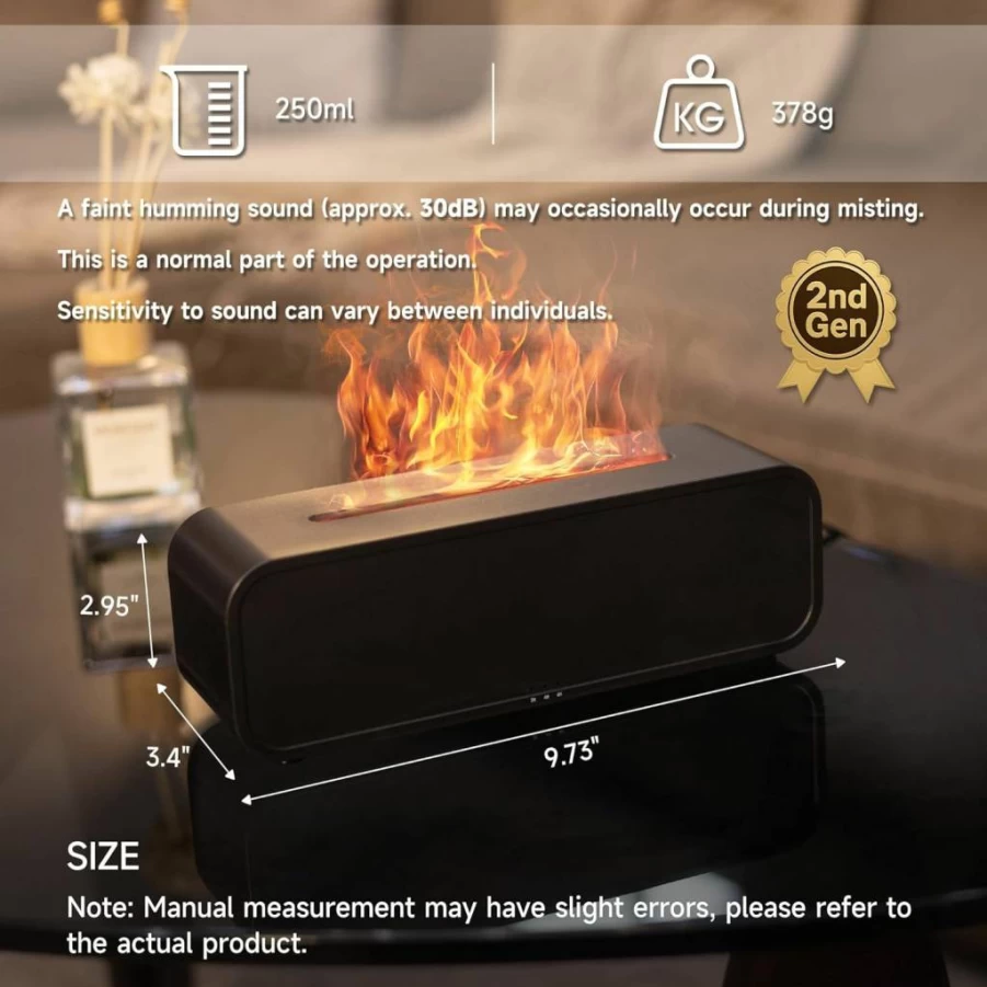 TMEHM Ultrasonic Aroma Humidifier - 7 Color LED Essential Oil Diffuser with Sound Activation, Timer for Home, Office, Yoga, Bedroom (Wood Grain)
