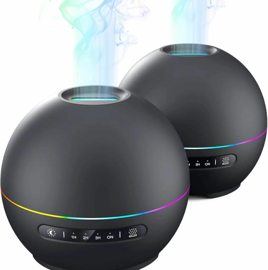 THIMONES 2 Pack 200ml Aromatherapy Essential Oil Diffuser with 7 Color LED Night Light, 4 Timer Settings, Ultra Quiet (<20dB), Auto Shut-Off, Perfect for Home, Office, Yoga & Spa